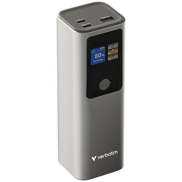 Verbatim, Powerbank z wyświetlaczem TFT, Charge ,n, Go, 32269, 27000mAh, szara-1 1141 