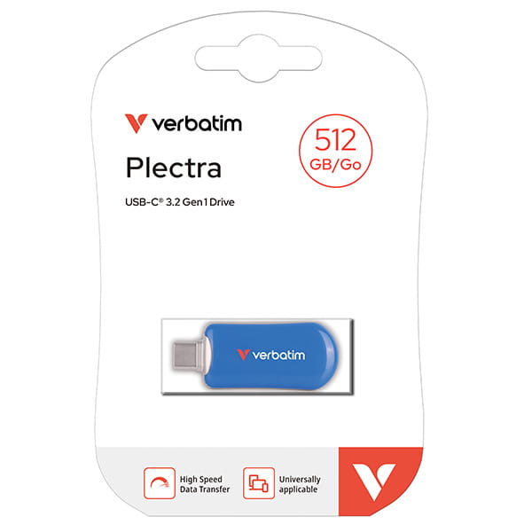 Verbatim USB flash disk, USB C, 512GB, Plectra, niebieski, 30235, USB C-2 1149 