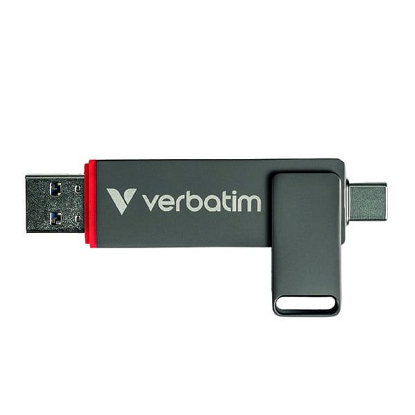 Verbatim USB flash disk, USB C a USB 3.2 Gen 1, 512GB, Dual QuickStick, szary, 32042, USB C, z oczkiem na brelok-2 1152 