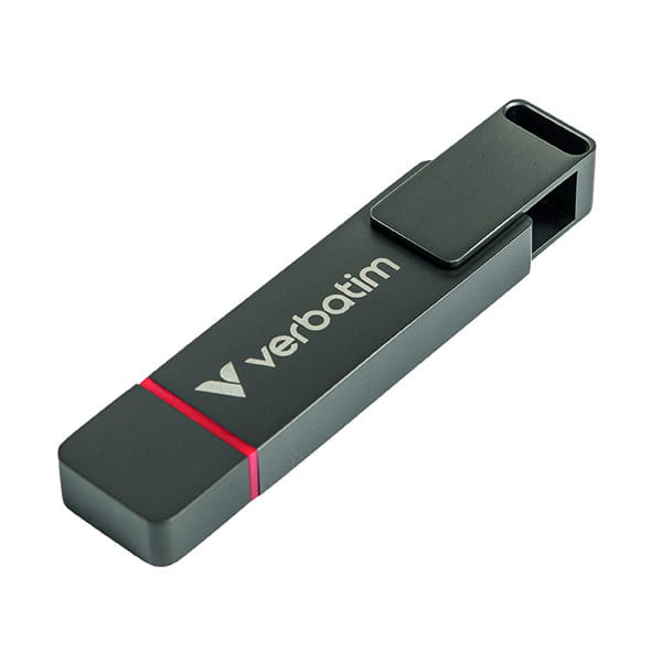 Verbatim USB flash disk, USB C a USB 3.2 Gen 1, 1000GB, Dual QuickStick, szary, 32043, USB C, z oczkiem na brelok-1 1153 