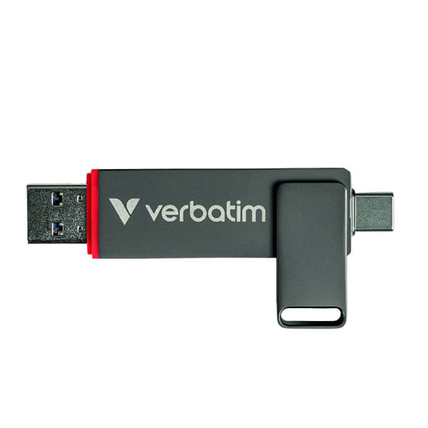 Verbatim USB flash disk, USB C a USB 3.2 Gen 1, 1000GB, Dual QuickStick, szary, 32043, USB C, z oczkiem na brelok-2 1153 