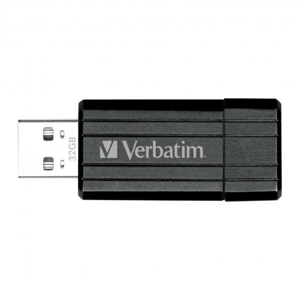 Verbatim USB flash disk, USB 2.0, 32GB, PinStripe, Store N Go, czarny, 49064, USB A, z wysuwanym złączem-2 1157 