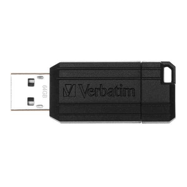 Verbatim USB flash disk, USB 2.0, 64GB, PinStripe, Store N Go, czarny, 49065, USB A, z wysuwanym złączem-4 1158 
