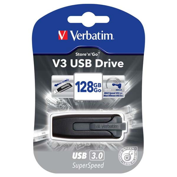 Verbatim USB flash disk, USB 3.0, 128GB, V3, Store N Go, czarny, 49189, USB A, z wysuwanym złączem-1 1164 