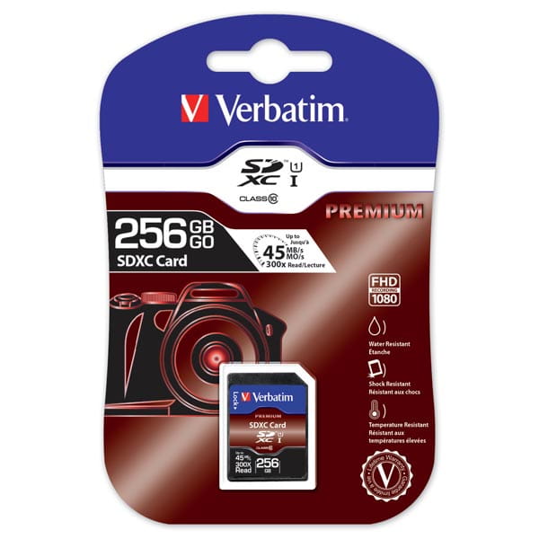 Verbatim Karta pamięci Secure Digital Card Premium U1, 256GB, SDXC, 44026, UHS-I U1 (Class 10)-1 1182 