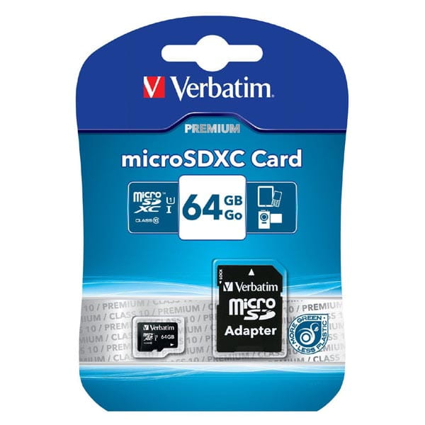 Verbatim Karta  pamięci Micro Secure Digital Card Premium, 64GB, micro SDXC, 44084, UHS-I U1 (Class 10), z adapterm-1 1185 