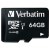 Verbatim Karta  pamięci Micro Secure Digital Card Premium, 64GB, micro SDXC, 44084, UHS-I U1 (Class 10), z adapterm-2 1185 