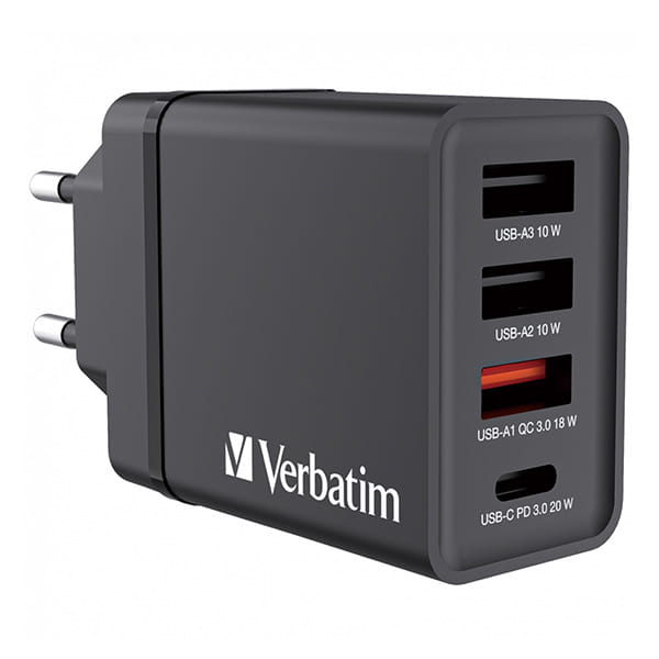 Verbatim Zasilacz / sieciowy adapter 30W, 4-portowy, 1x USB-C, 3x USB-A-2 1198 
