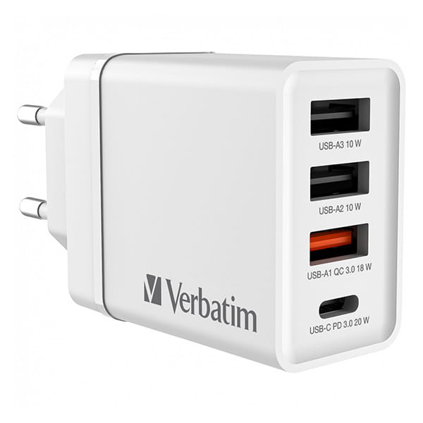Verbatim Zasilacz / sieciowy adapter 30W, 4-portowy, 1x USB-C, 3x USB-A-2 1199 