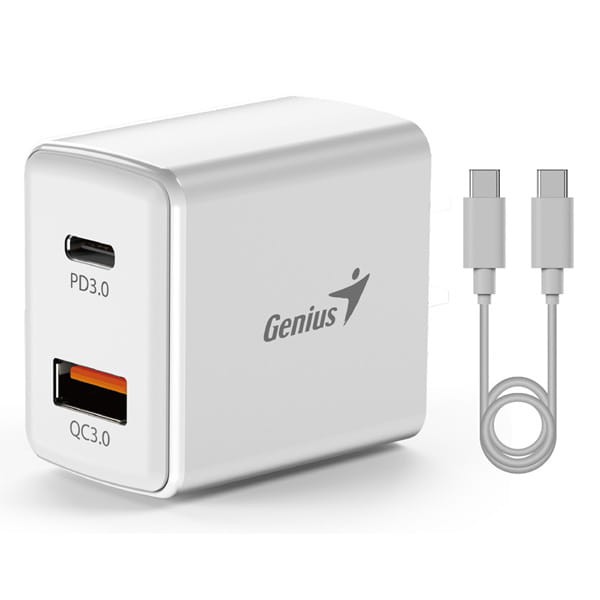 Genius Zasilacz / sieciowy adapter 20W, 2-portowy, USB-C, USB-A, PD-20ACP-1 1201 