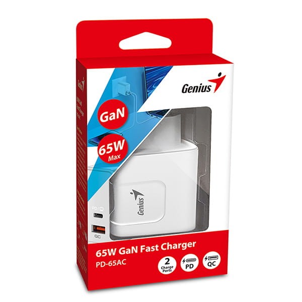 Genius Zasilacz / sieciowy adapter 65W, 2-portowy, USB-C, USB-A, PD-65AC-6 1203 