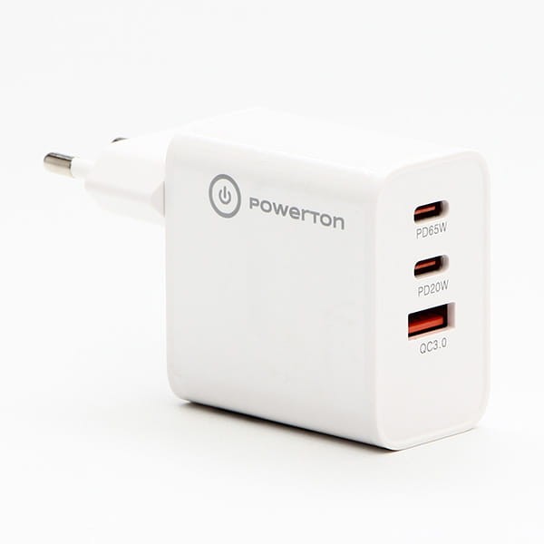 Powerton Zasilacz / sieciowy adapter 65W, 3 porty, USB-C, USB-A, 65W GaN Charger-2 1205 