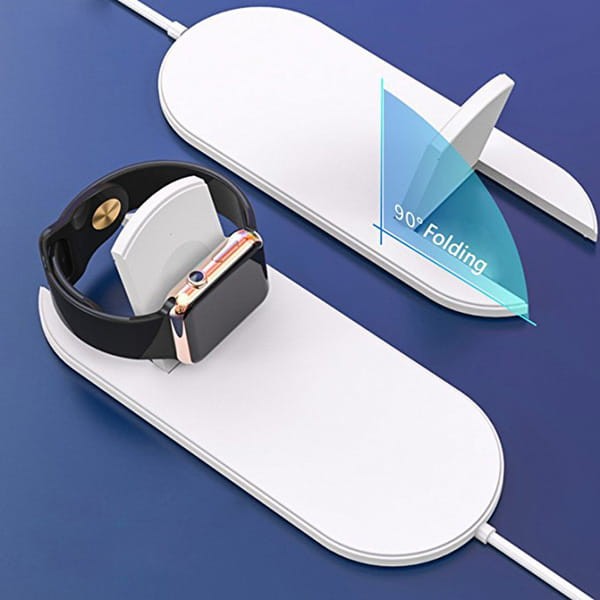 ładowarka bezprzewodowa 2 w 1, do telefonów i Apple Watch, biała, 5V, 10W, Qi-2 1209 