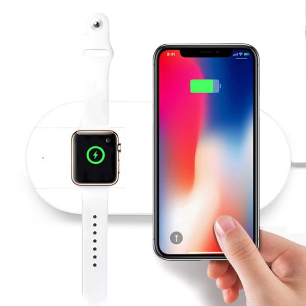 ładowarka bezprzewodowa 2 w 1, do telefonów i Apple Watch, biała, 5V, 10W, Qi-4 1209 