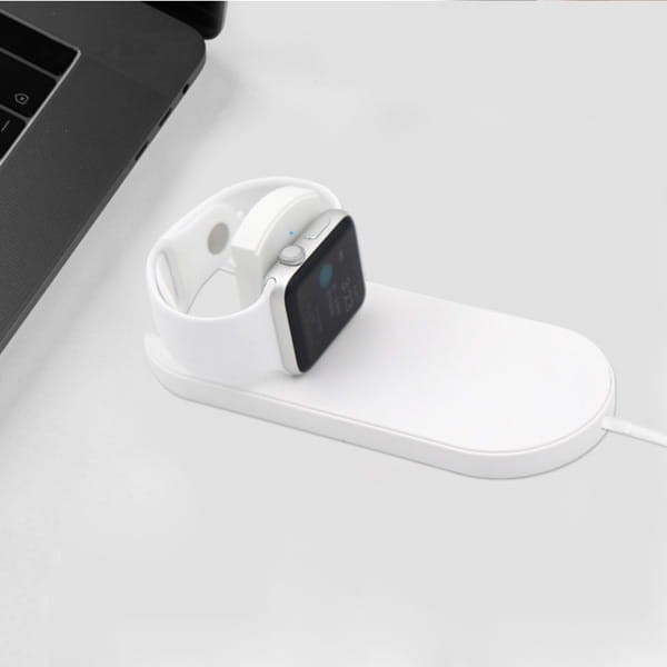 ładowarka bezprzewodowa 2 w 1, do telefonów i Apple Watch, biała, 5V, 10W, Qi-7 1209 