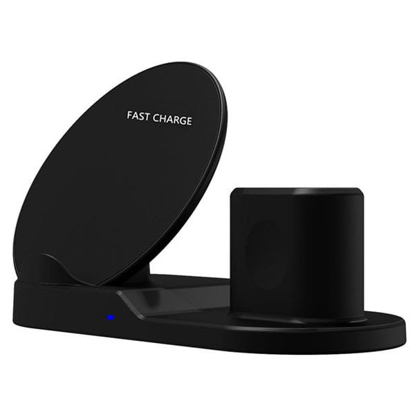 Bezprzewodowa ładowarka 3v1, do telefonów,  Apple Watch, czarna, 5/9V, 15W, Qi-5 1211 