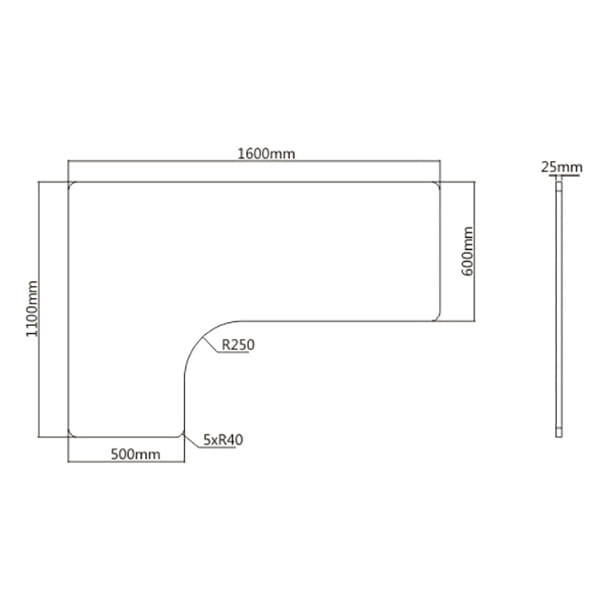 Powerton ERGO EDGE TOP Blat biurka narożnego 160x110-60x2,5 cm, orzech-2 1319 