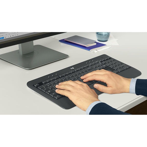 Logitech MK540 zestaw klawiatura bezprzewodowa US, czarna z myszą optyczną bezprzewodową, AA, multimedialny, odbiornik nano z tech-3 1409 