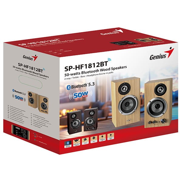 Genius głośniki SP-HF1812BT, 2.0, 50W, jasnobrązowy-7 1435 