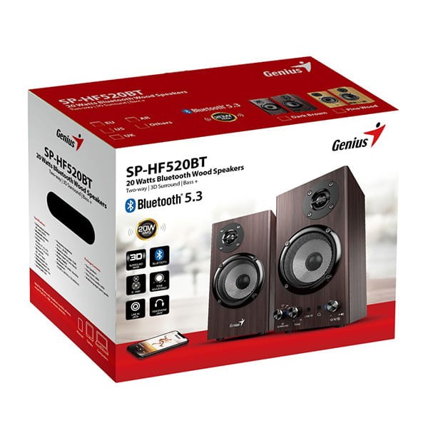 Genius głośniki SP-HF520BT, 20W, brązowy, drewniane, AUX/Bluetooth 5.3-4 1438 