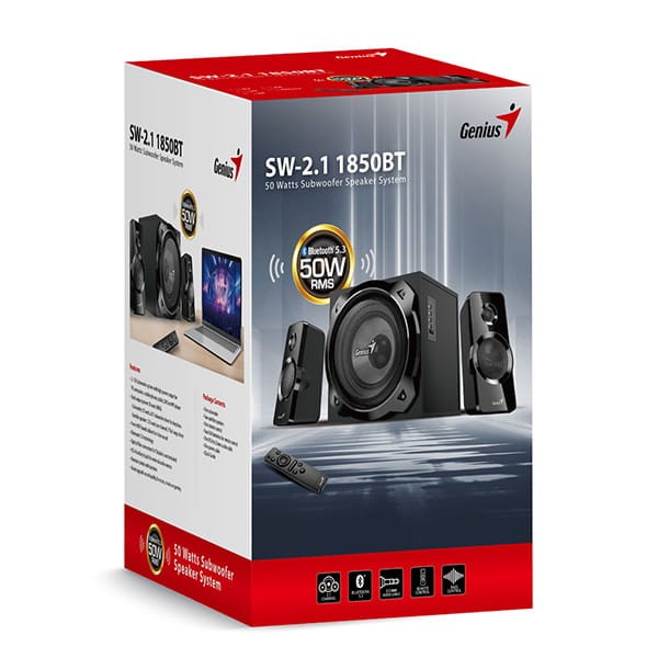 Genius głośniki SW-2.1 1850BT, 2.1, 50W, czarne, RCA vstup, Bluetooth 5.3-10 1447 