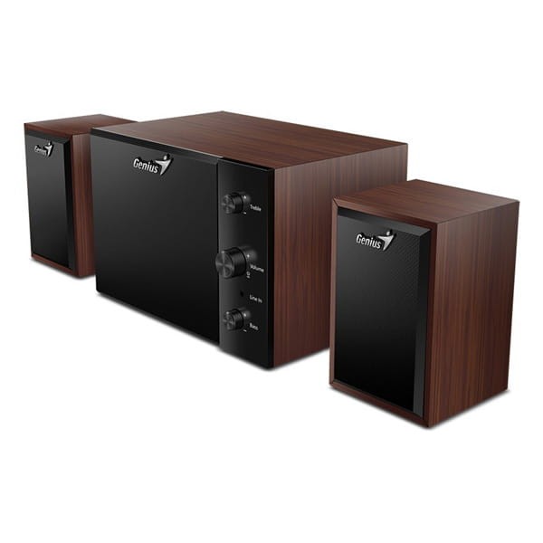 Genius głośniki SW-2.1 350, 2.1, 15W, brązowo-czarny, kontroler, kontrola tonów niskich i wysokich, 3,5 mm jack, 40Hz~20kHz-3 1451 